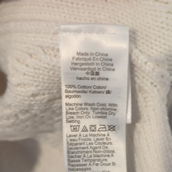 J. Crew Fisherman Cable Knit Sweater White 100% Cotton size Large - Picture 4 of 8